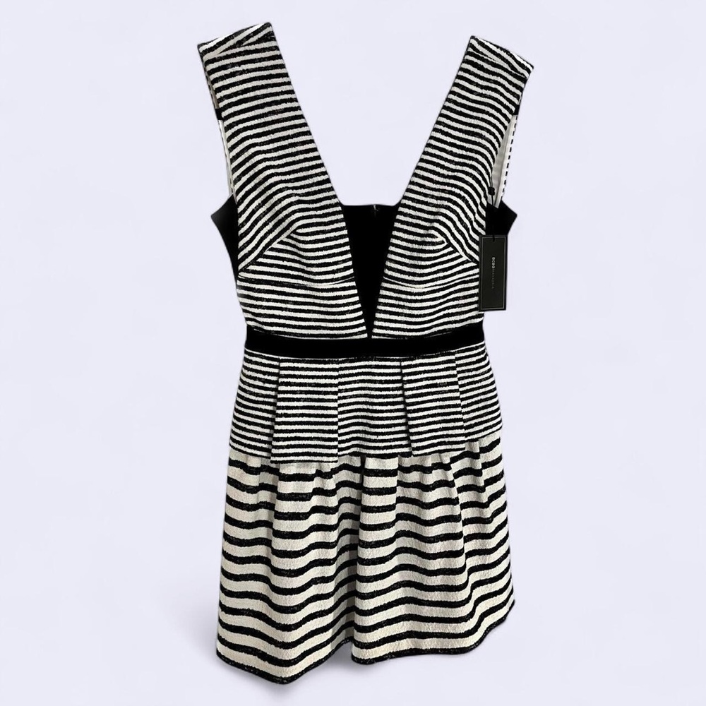 NWT | Vintage BCBG | Black and White Striped Cocktail Dress